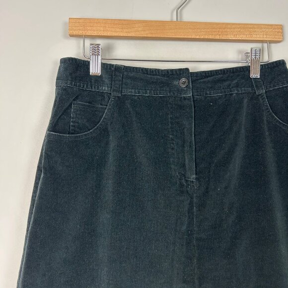 Women’s Y2K Dark Gray Fine Wale Corduroy A-line Maxi Skirt Winter Size 12 - Picture 2 of 4